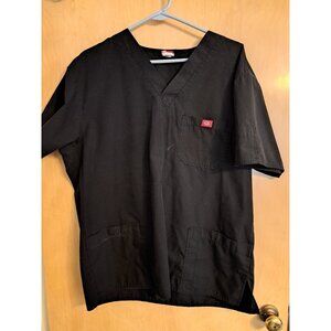 Unisex Mens Womens Dickies Solid Black Scrub Top‎ Large